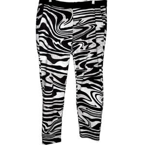 Michael Kors Zebra Print Cropped Pants Size 12 Brown Mid Rise Stretch
